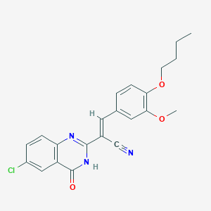 molecular formula C22H20ClN3O3 B6060185 3-(4-butoxy-3-methoxyphenyl)-2-(6-chloro-4-oxo-3,4-dihydro-2-quinazolinyl)acrylonitrile 