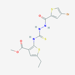 molecular formula C14H14BrN3O3S3 B6060187 methyl 2-[({2-[(4-bromo-2-thienyl)carbonyl]hydrazino}carbonothioyl)amino]-5-ethyl-3-thiophenecarboxylate 