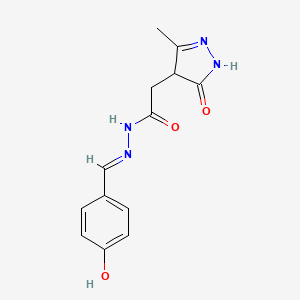 molecular formula C13H14N4O3 B6060210 N'-(4-hydroxybenzylidene)-2-(3-methyl-5-oxo-4,5-dihydro-1H-pyrazol-4-yl)acetohydrazide 