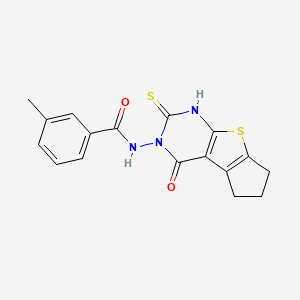 molecular formula C17H15N3O2S2 B6060217 N-(2-mercapto-4-oxo-6,7-dihydro-4H-cyclopenta[4,5]thieno[2,3-d]pyrimidin-3(5H)-yl)-3-methylbenzamide 