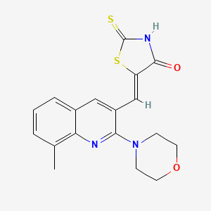 molecular formula C18H17N3O2S2 B6060223 5-{[8-methyl-2-(4-morpholinyl)-3-quinolinyl]methylene}-2-thioxo-1,3-thiazolidin-4-one 