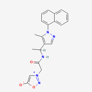 molecular formula C20H19N5O3 B6060230 3-[2-({1-[5-methyl-1-(1-naphthyl)-1H-pyrazol-4-yl]ethyl}amino)-2-oxoethyl]-1,2,3-oxadiazol-3-ium-5-olate 