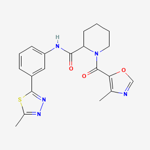 molecular formula C20H21N5O3S B6060270 1-[(4-methyl-1,3-oxazol-5-yl)carbonyl]-N-[3-(5-methyl-1,3,4-thiadiazol-2-yl)phenyl]-2-piperidinecarboxamide 