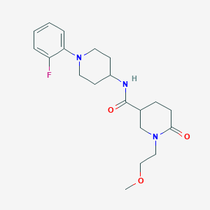 molecular formula C20H28FN3O3 B6060272 N-[1-(2-fluorophenyl)-4-piperidinyl]-1-(2-methoxyethyl)-6-oxo-3-piperidinecarboxamide 