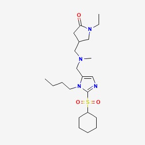 molecular formula C22H38N4O3S B6060292 4-{[{[1-butyl-2-(cyclohexylsulfonyl)-1H-imidazol-5-yl]methyl}(methyl)amino]methyl}-1-ethyl-2-pyrrolidinone 