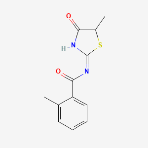 molecular formula C12H12N2O2S B6060317 2-methyl-N-(5-methyl-4-oxo-4,5-dihydro-1,3-thiazol-2-yl)benzamide CAS No. 543696-70-4