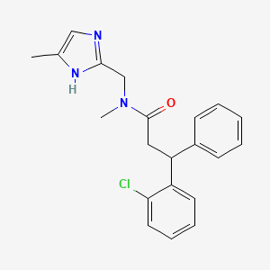 molecular formula C21H22ClN3O B6060328 3-(2-chlorophenyl)-N-methyl-N-[(4-methyl-1H-imidazol-2-yl)methyl]-3-phenylpropanamide 