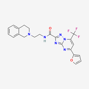 molecular formula C22H19F3N6O2 B6060343 N-[2-(3,4-dihydro-2(1H)-isoquinolinyl)ethyl]-5-(2-furyl)-7-(trifluoromethyl)[1,2,4]triazolo[1,5-a]pyrimidine-2-carboxamide 