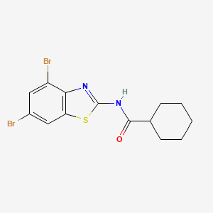 molecular formula C14H14Br2N2OS B6060353 N-(4,6-dibromo-1,3-benzothiazol-2-yl)cyclohexanecarboxamide 