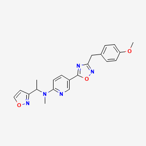 molecular formula C21H21N5O3 B6060372 N-[1-(3-isoxazolyl)ethyl]-5-[3-(4-methoxybenzyl)-1,2,4-oxadiazol-5-yl]-N-methyl-2-pyridinamine 