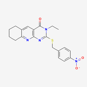 molecular formula C20H20N4O3S B6060397 3-ethyl-2-[(4-nitrobenzyl)thio]-6,7,8,9-tetrahydropyrimido[4,5-b]quinolin-4(3H)-one 