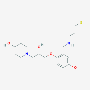 molecular formula C20H34N2O4S B6060400 1-{2-hydroxy-3-[4-methoxy-2-({[3-(methylthio)propyl]amino}methyl)phenoxy]propyl}-4-piperidinol 