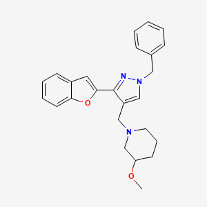 molecular formula C25H27N3O2 B6060410 1-{[3-(1-benzofuran-2-yl)-1-benzyl-1H-pyrazol-4-yl]methyl}-3-methoxypiperidine 