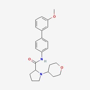 molecular formula C23H28N2O3 B6060435 N-(3'-methoxy-4-biphenylyl)-1-(tetrahydro-2H-pyran-4-yl)prolinamide 