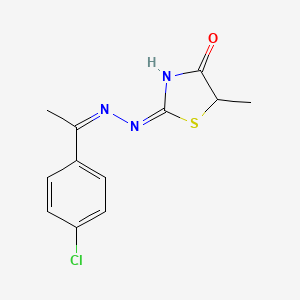 molecular formula C12H12ClN3OS B6060446 5-methyl-1,3-thiazolidine-2,4-dione 2-{[1-(4-chlorophenyl)ethylidene]hydrazone} 