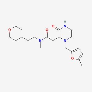 molecular formula C20H31N3O4 B6060468 N-methyl-2-{1-[(5-methyl-2-furyl)methyl]-3-oxo-2-piperazinyl}-N-[2-(tetrahydro-2H-pyran-4-yl)ethyl]acetamide 