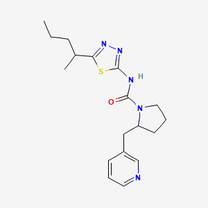 molecular formula C18H25N5OS B6060474 N-[5-(1-methylbutyl)-1,3,4-thiadiazol-2-yl]-2-(pyridin-3-ylmethyl)pyrrolidine-1-carboxamide 