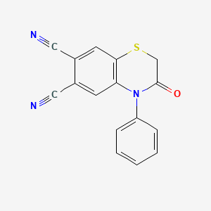 molecular formula C16H9N3OS B6060489 3-oxo-4-phenyl-3,4-dihydro-2H-1,4-benzothiazine-6,7-dicarbonitrile 