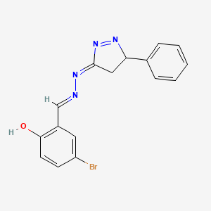 molecular formula C16H13BrN4O B6060535 5-bromo-2-hydroxybenzaldehyde (5-phenyl-4,5-dihydro-3H-pyrazol-3-ylidene)hydrazone 