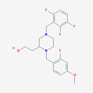 molecular formula C21H24F4N2O2 B6060588 2-[1-(2-fluoro-4-methoxybenzyl)-4-(2,3,6-trifluorobenzyl)-2-piperazinyl]ethanol 