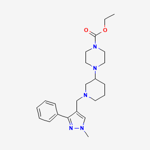 molecular formula C23H33N5O2 B6060593 ethyl 4-{1-[(1-methyl-3-phenyl-1H-pyrazol-4-yl)methyl]-3-piperidinyl}-1-piperazinecarboxylate 