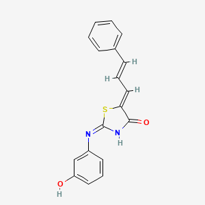 molecular formula C18H14N2O2S B6060602 2-[(3-hydroxyphenyl)imino]-5-(3-phenyl-2-propen-1-ylidene)-1,3-thiazolidin-4-one 