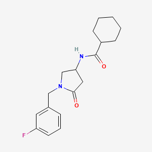 molecular formula C18H23FN2O2 B6060606 N-[1-(3-fluorobenzyl)-5-oxo-3-pyrrolidinyl]cyclohexanecarboxamide 
