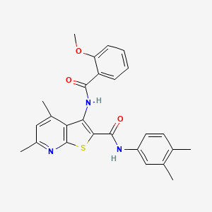 molecular formula C26H25N3O3S B6060629 N-(3,4-dimethylphenyl)-3-[(2-methoxybenzoyl)amino]-4,6-dimethylthieno[2,3-b]pyridine-2-carboxamide 