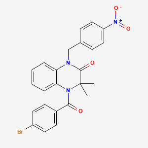 molecular formula C24H20BrN3O4 B6060631 4-(4-bromobenzoyl)-3,3-dimethyl-1-(4-nitrobenzyl)-3,4-dihydro-2(1H)-quinoxalinone 