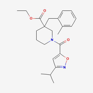 molecular formula C23H30N2O4 B6060639 ethyl 1-[(3-isopropyl-5-isoxazolyl)carbonyl]-3-(2-methylbenzyl)-3-piperidinecarboxylate 