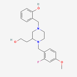 molecular formula C21H27FN2O3 B6060667 2-{[4-(2-fluoro-4-methoxybenzyl)-3-(2-hydroxyethyl)-1-piperazinyl]methyl}phenol 