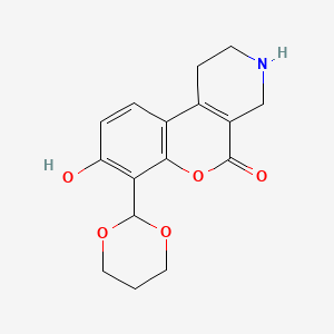 molecular formula C16H17NO5 B606067 7-(1,3-二氧六环-2-基)-1,2,3,4-四氢-8-羟基-5H-[1]苯并吡喃并[3,4-c]吡啶-5-酮 CAS No. 1607803-67-7