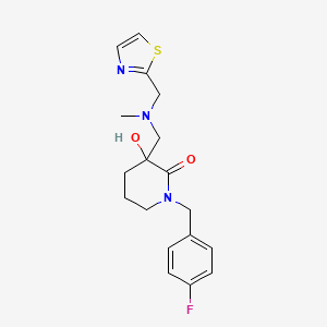 molecular formula C18H22FN3O2S B6060674 1-(4-fluorobenzyl)-3-hydroxy-3-{[methyl(1,3-thiazol-2-ylmethyl)amino]methyl}-2-piperidinone 