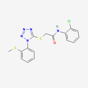 molecular formula C16H14ClN5OS2 B6060697 N-(2-chlorophenyl)-2-({1-[2-(methylthio)phenyl]-1H-tetrazol-5-yl}thio)acetamide 