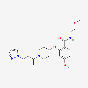molecular formula C23H34N4O4 B6060750 4-methoxy-N-(2-methoxyethyl)-2-({1-[1-methyl-3-(1H-pyrazol-1-yl)propyl]-4-piperidinyl}oxy)benzamide 