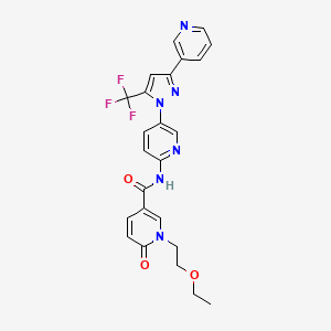 molecular formula C24H21F3N6O3 B606076 1-(2-ethoxyethyl)-6-oxo-N-[5-[3-pyridin-3-yl-5-(trifluoromethyl)pyrazol-1-yl]pyridin-2-yl]pyridine-3-carboxamide CAS No. 940954-41-6