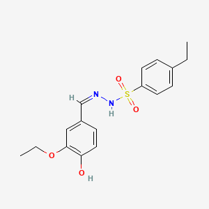 molecular formula C17H20N2O4S B6060766 N'-(3-ethoxy-4-hydroxybenzylidene)-4-ethylbenzenesulfonohydrazide 