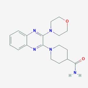 molecular formula C18H23N5O2 B6060780 1-[3-(4-morpholinyl)-2-quinoxalinyl]-4-piperidinecarboxamide 