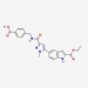 molecular formula C24H22N4O5 B606084 4-[[[5-(2-乙氧羰基-1H-吲哚-5-基)-1-甲基吡唑-3-羰基]氨基]甲基]苯甲酸 CAS No. 1222173-37-6