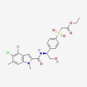 molecular formula C23H24Cl2N2O6S B606086 2-[4-[(1S)-1-[(4,5-二氯-1,6-二甲基吲哚-2-羰基)氨基]-2-羟乙基]苯基]磺酰基乙酸乙酯 CAS No. 2244451-48-5