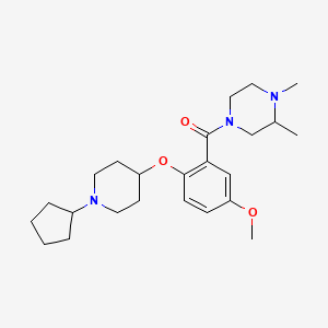 molecular formula C24H37N3O3 B6060894 4-{2-[(1-cyclopentyl-4-piperidinyl)oxy]-5-methoxybenzoyl}-1,2-dimethylpiperazine 
