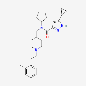 molecular formula C27H38N4O B6060919 N-cyclopentyl-3-cyclopropyl-N-({1-[2-(2-methylphenyl)ethyl]-4-piperidinyl}methyl)-1H-pyrazole-5-carboxamide 