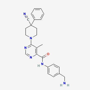 molecular formula C25H26N6O B606097 N-[4-(aminomethyl)phenyl]-6-(4-cyano-4-phenylpiperidin-1-yl)-5-methylpyrimidine-4-carboxamide CAS No. 1875036-74-0