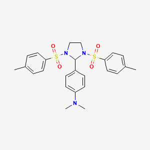 molecular formula C25H29N3O4S2 B6060976 (4-{1,3-bis[(4-methylphenyl)sulfonyl]-2-imidazolidinyl}phenyl)dimethylamine 