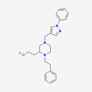 molecular formula C24H30N4O B6060992 2-{1-(2-phenylethyl)-4-[(1-phenyl-1H-pyrazol-4-yl)methyl]-2-piperazinyl}ethanol 