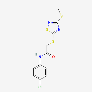 molecular formula C11H10ClN3OS3 B6061003 N-(4-chlorophenyl)-2-{[3-(methylthio)-1,2,4-thiadiazol-5-yl]thio}acetamide 