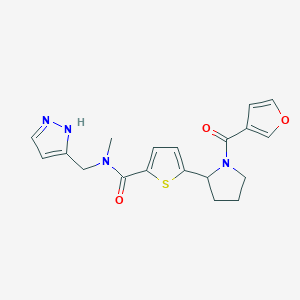 molecular formula C19H20N4O3S B6061008 5-[1-(3-furoyl)-2-pyrrolidinyl]-N-methyl-N-(1H-pyrazol-5-ylmethyl)-2-thiophenecarboxamide 