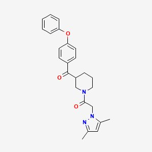 molecular formula C25H27N3O3 B6061048 {1-[(3,5-dimethyl-1H-pyrazol-1-yl)acetyl]-3-piperidinyl}(4-phenoxyphenyl)methanone 