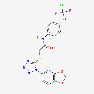 molecular formula C17H12ClF2N5O4S B6061088 2-{[1-(1,3-benzodioxol-5-yl)-1H-tetrazol-5-yl]thio}-N-{4-[chloro(difluoro)methoxy]phenyl}acetamide 