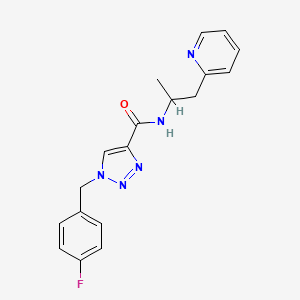 molecular formula C18H18FN5O B6061099 1-(4-fluorobenzyl)-N-[1-methyl-2-(2-pyridinyl)ethyl]-1H-1,2,3-triazole-4-carboxamide 